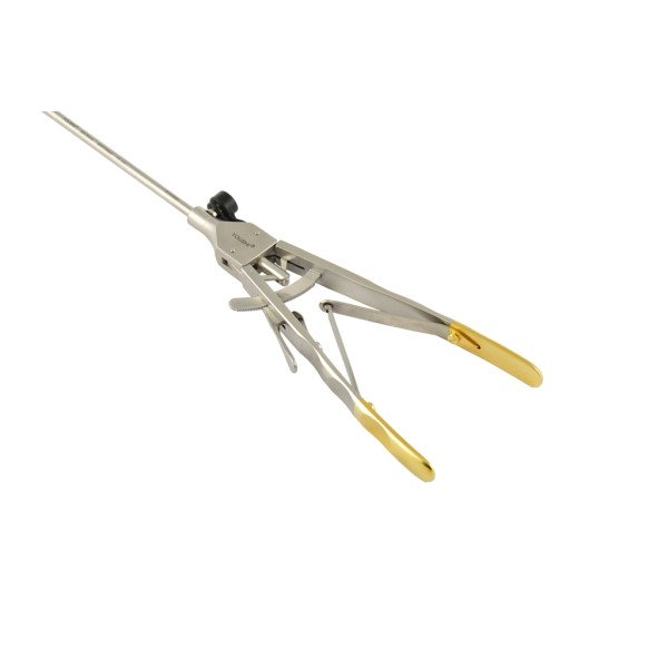 Голкотримач із золотистою рукояткою V-подібної форми (бранші вигнуті вліво) 5*330