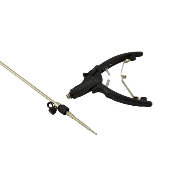 Голкотримач ЛОКЕМЕД з V-подібною пластиковою рукояткою (бранші вигнуті вліво), розбірний, Ф5*330